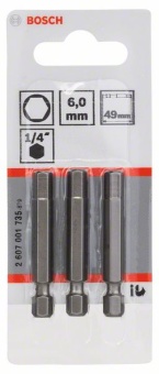 Насадка-бита шестигранник Extra Hart Bosch HEX 6, 49 mm 2607001735 (2.607.001.735)